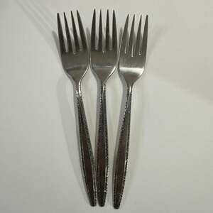 Lot of 3 Salad Forks - International Decorator Fascination Stainless - MCM